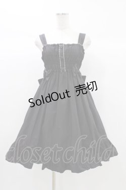 画像1: metamorphose / シャーリングジャンパースカート Free ブラック H-25-12-28-025-ME-OP-NS-ZH