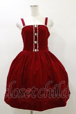 画像1: metamorphose / 刺繍入り別珍ジャンパースカート Free ワイン H-26-01-03-055-ME-OP-NS-ZH