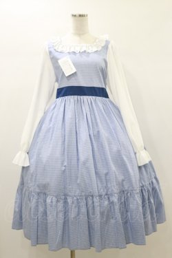 画像1: marcHenTica / チェックワンピース プリンセスサイズ ブルー H-26-01-03-065-LO-OP-NS-ZH