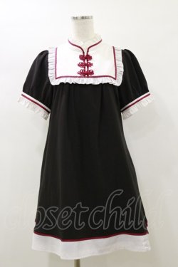 画像1: Amavel / チャイナモチーフ 半袖ワンピース Free ブラック H-26-01-03-077-CA-OP-NS-ZH