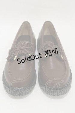 画像1: m petit by misako / AMリボンフリルローファー LL ブラウン H-26-01-03-019-LO-SH-NS-ZH