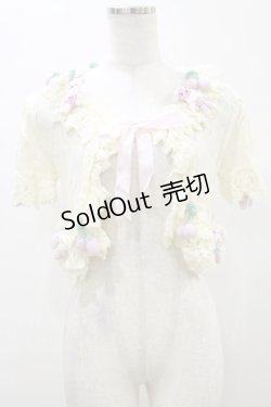 画像1: Angelic Pretty / Cherry Berry Bunnyニットボレロ Free オフ H-26-01-03-026-AP-TO-NS-ZH