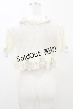 画像2: Angelic Pretty / Cherry Berry Bunnyニットボレロ Free オフ H-26-01-03-026-AP-TO-NS-ZH