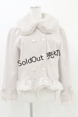 画像1: axes femme / 裾レースショートコート L ピンク H-26-01-03-031-AX-CO-NS-ZH