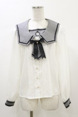 画像1: Amavel / プチネクタイセーラーブラウス Free グレー H-26-01-03-038-CA-BL-NS-ZH