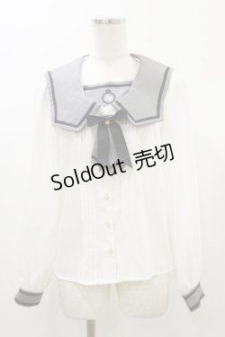 画像1: Amavel / プチネクタイセーラーブラウス Free グレー H-26-01-03-038-CA-BL-NS-ZH