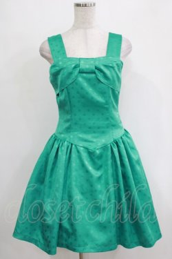 画像1: pays des fees  / ドットジャガードリボンワンピース 9号 ターコイズ H-26-01-04-023-PU-OP-KB-ZH