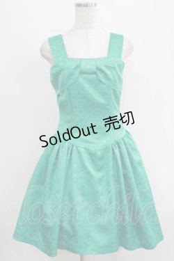 画像1: pays des fees  / ドットジャガードリボンワンピース 9号 ターコイズ H-26-01-04-023-PU-OP-KB-ZH