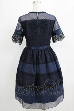 画像3: elements,H / マスケラレースチュールドレス  ネイビー H-26-01-04-026-PU-OP-KB-ZH