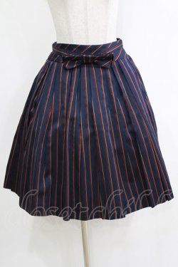 画像1: Jane Marple / レジメンタルストライプのトリプルタックスカート M ネイビー H-26-01-04-031-JM-SK-KB-ZH