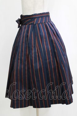 画像2: Jane Marple / レジメンタルストライプのトリプルタックスカート M ネイビー H-26-01-04-031-JM-SK-KB-ZH