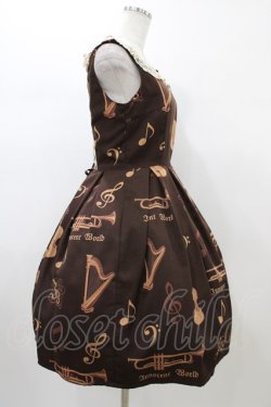 画像3: Innocent World / オーケストラの楽器柄ジャストウエストジャンパースカート M92cm ショコラ H-26-01-04-1028-IW-OP-NS-ZH