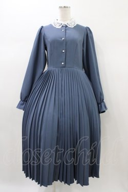 画像1: m petit by misako / AM*レースエリプリーツワンピース M ブルー H-26-01-04-1040-LO-OP-NS-ZH