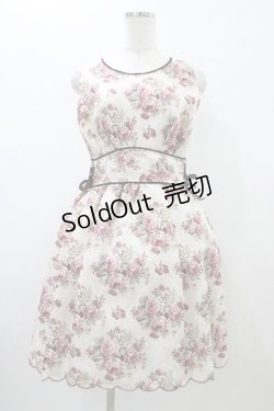 画像1: axes femme POETIQUE / ローズブーケ柄ワンピース M 生成り H-26-01-04-1050-AX-OP-NS-ZH