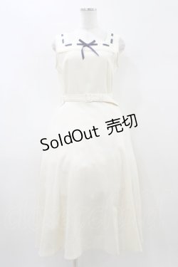 画像1: an another angelus / はしごリボン使いスクエアネックワンピース Free Ivory/Navy H-26-01-04-1051-CA-OP-NS-ZH