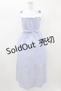 Franche Lippee / 肩リボンフリルマキシワンピース M ブルー H-26-01-04-1052-LO-OP-NS-ZH