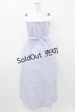 画像1: Franche Lippee / 肩リボンフリルマキシワンピース M ブルー H-26-01-04-1052-LO-OP-NS-ZH