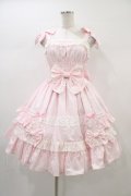 Angelic Pretty / リボンシャーリングジャンパースカート Free ピンク H-26-01-04-1021-AP-OP-NS-ZH
