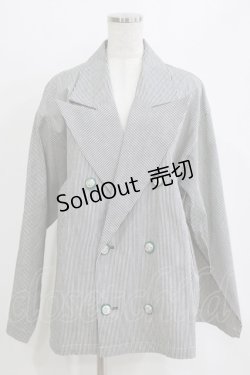 画像1: MILKBOY / コットンダブルジャケット  紺ストライプ H-26-01-04-069-MB-JA-KB-ZH