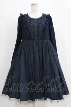 画像1: Vallee lys / "Frost Crystals"ワンピース  ネイビー H-26-01-04-007-GO-OP-KB-ZH