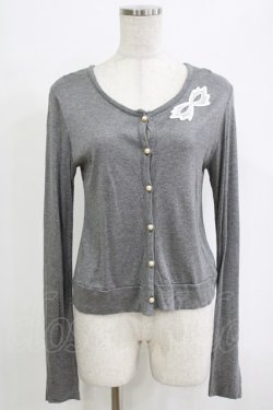 画像1: elements,H / マスケラレースカーディガン  グレー H-26-01-04-078-PU-TO-KB-ZH