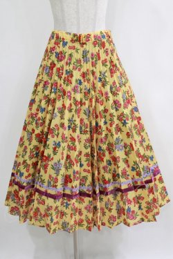 画像1: Jane Marple Dans Le Salon / Flowers of Jouy double accordion skirt M マスタード H-26-01-04-017-JM-SK-KB-ZH