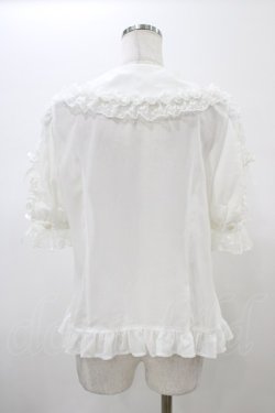 画像2: Angelic Pretty / 襟ロゴ刺繍袖フリルブラウス Free シロ H-26-01-05-1042-AP-BL-NS-ZH
