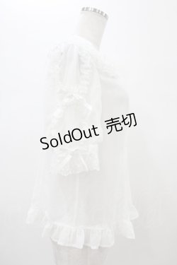 画像3: Angelic Pretty / 襟ロゴ刺繍袖フリルブラウス Free シロ H-26-01-05-1042-AP-BL-NS-ZH