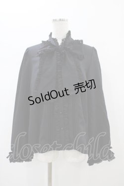 画像1: DearMyLove / レースフリルたっぷり上品ボウタイリボンブラウス 3L ブラック H-26-01-05-1047-EL-BL-NS-ZH