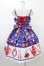 画像2: Angelic Pretty / French Cafe 切替ジャンパースカートSet Free ブルー H-26-01-05-1052-AP-OP-NS-ZH (2)