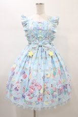 画像1: Angelic Pretty / Happy Garlandジャンパースカート Free サックス H-26-01-05-1053-AP-OP-NS-ZH (1)