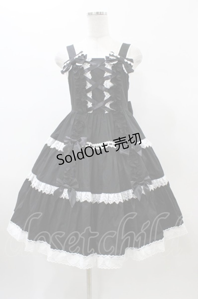画像1: Angelic Pretty / 肩リボンジャンパースカート Free ブラック H-26-01-05-1058-AP-OP-NS-ZH (1)