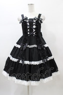 画像1: Angelic Pretty / 肩リボンジャンパースカート Free ブラック H-26-01-05-1058-AP-OP-NS-ZH