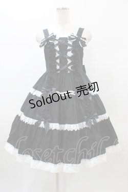 画像1: Angelic Pretty / 肩リボンジャンパースカート Free ブラック H-26-01-05-1058-AP-OP-NS-ZH