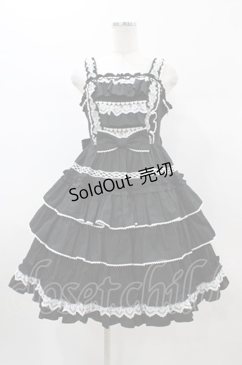 画像1: Angelic Pretty / Prettyフリルジャンパースカート Free ブラック H-26-01-05-1059-AP-OP-NS-ZH (1)