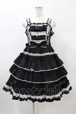 画像1: Angelic Pretty / Prettyフリルジャンパースカート Free ブラック H-26-01-05-1059-AP-OP-NS-ZH