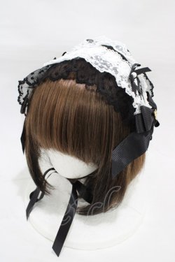 画像1: Angelic Pretty / レースハートチャームバラレースヘッドドレス  ブラック H-26-01-05-1022-AP-AC-NS-ZH