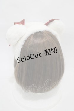 画像2: Angelic Pretty / Crownロゴリボンくま耳ヘッドドレス  オフ/レッド H-26-01-05-1024-AP-AC-NS-ZH