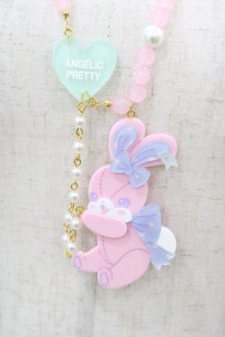 画像1: Angelic Pretty / Happyリリカルバニーネックレス  ピンク H-26-01-05-1032-AP-AC-NS-ZH