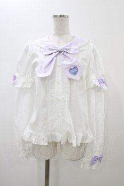 画像1: Angelic Pretty / Fancyスクール付け袖ブラウス Free シロ/ラベンダー H-26-01-05-1040-AP-BL-NS-ZH