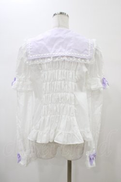 画像2: Angelic Pretty / Fancyスクール付け袖ブラウス Free シロ/ラベンダー H-26-01-05-1040-AP-BL-NS-ZH