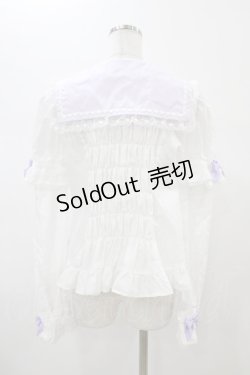 画像2: Angelic Pretty / Fancyスクール付け袖ブラウス Free シロ/ラベンダー H-26-01-05-1040-AP-BL-NS-ZH