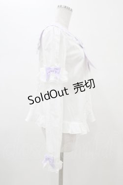 画像3: Angelic Pretty / Fancyスクール付け袖ブラウス Free シロ/ラベンダー H-26-01-05-1040-AP-BL-NS-ZH