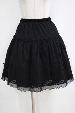 画像1: Emily Temple cute / ドットフロッキーリボンスカート  ブラック H-26-01-06-023-ET-SK-KB-ZH