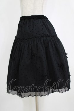 画像2: Emily Temple cute / ドットフロッキーリボンスカート  ブラック H-26-01-06-023-ET-SK-KB-ZH