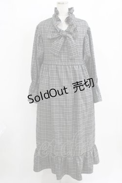 画像1: merry jenny / チェックブラウジングリボンワンピース  グレー H-26-01-06-027-LO-OP-KB-ZH