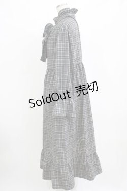画像2: merry jenny / チェックブラウジングリボンワンピース  グレー H-26-01-06-027-LO-OP-KB-ZH