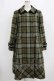 画像1: Jane Marple / ウールタータンのダブルボタンコート  グリーン H-26-01-06-031-JM-CO-KB-ZH (1)