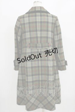 画像3: Jane Marple / ウールタータンのダブルボタンコート  グリーン H-26-01-06-031-JM-CO-KB-ZH