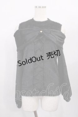 画像1: Amavel / オープンショルダーリボンニットトップス Free ブラック H-26-01-06-1033-CA-TO-NS-ZH